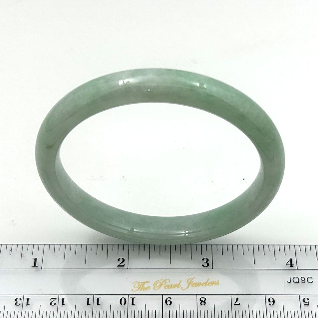A Grade Pale Green Jadeite Modern Round Solid Bangle – 9mm Width