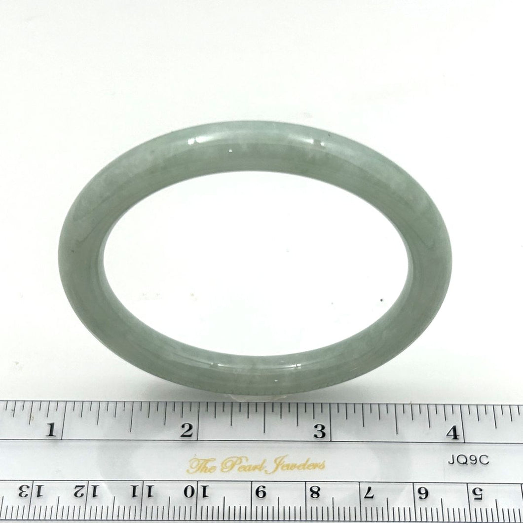 A Grade Pale Green Jadeite Modern Round Solid Bangle – 8mm Width