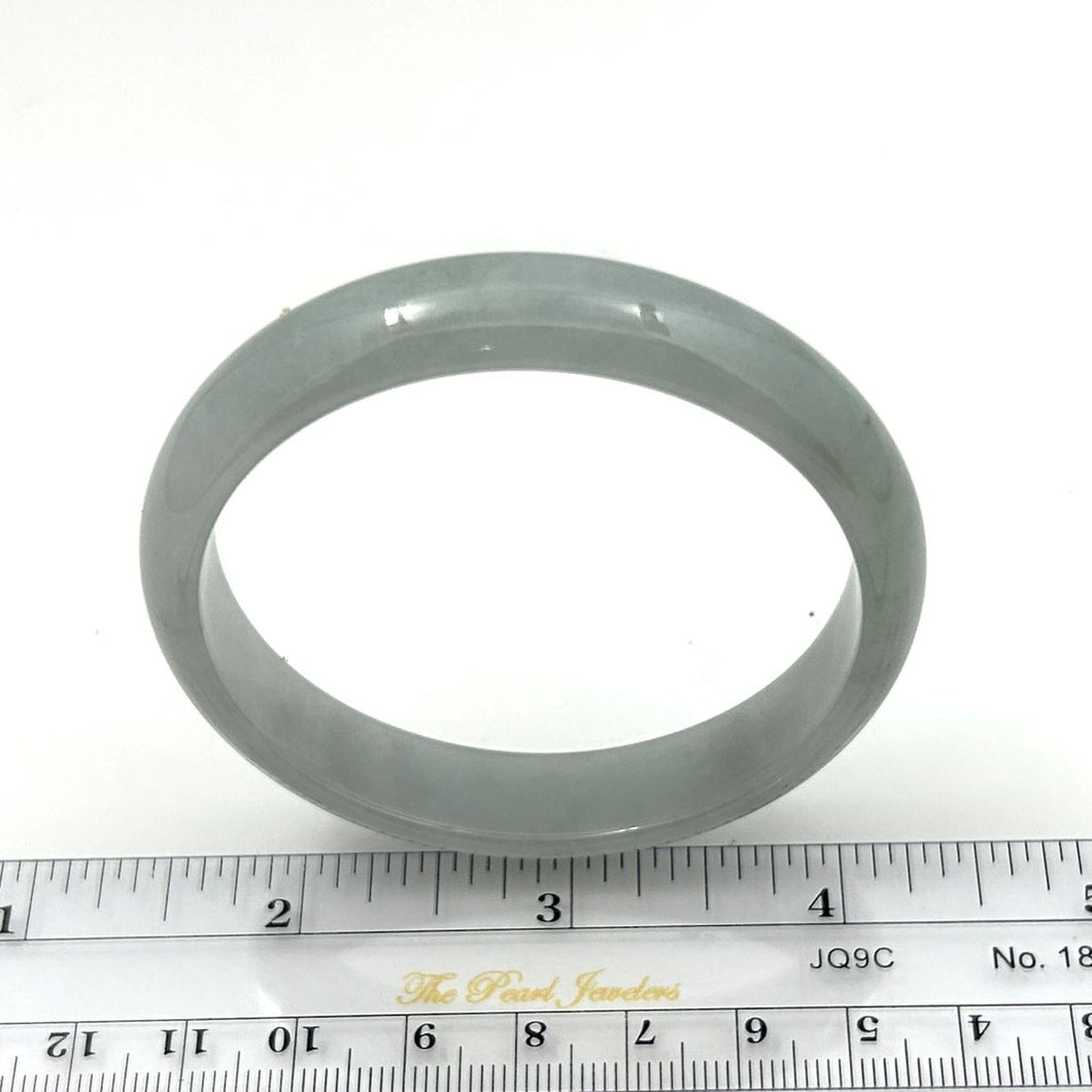 A Grade Pale Sage Green Jadeite Modern Round Solid Bangle – 12mm Width