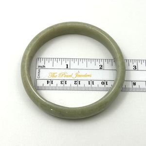 A Grade Sage Green Jadeite Hand-Carved Bangle – 12mm Width