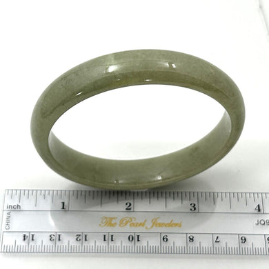 A Grade Sage Green Jadeite Hand-Carved Bangle – 12mm Width