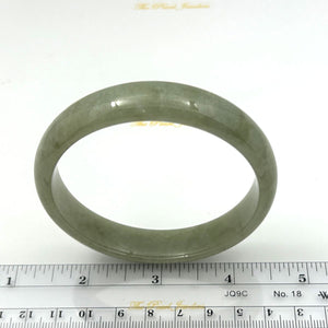 A Grade Sage Green Jadeite Modern Round Solid Bangle – 13mm Width