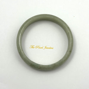 A Grade Sage Green Jadeite Modern Round Solid Bangle – 13mm Width