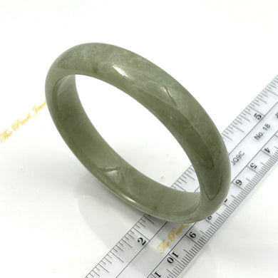 A Grade Sage Green Jadeite Modern Round Solid Bangle – 13mm Width