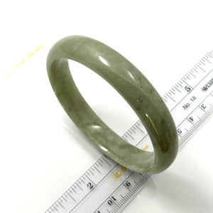 A Grade Sage Green Jadeite Modern Round Solid Bangle – 12mm Width