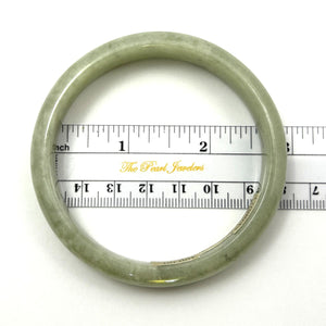 A Grade Sage Green Jadeite Modern Round Solid Bangle – 12mm Width