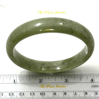 A Grade Sage Green Jadeite Modern Round Solid Bangle – 12mm Width