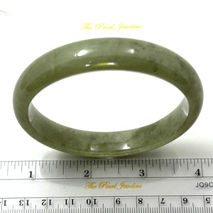 A Grade Sage Green Jadeite Modern Round Solid Bangle – 12mm Width