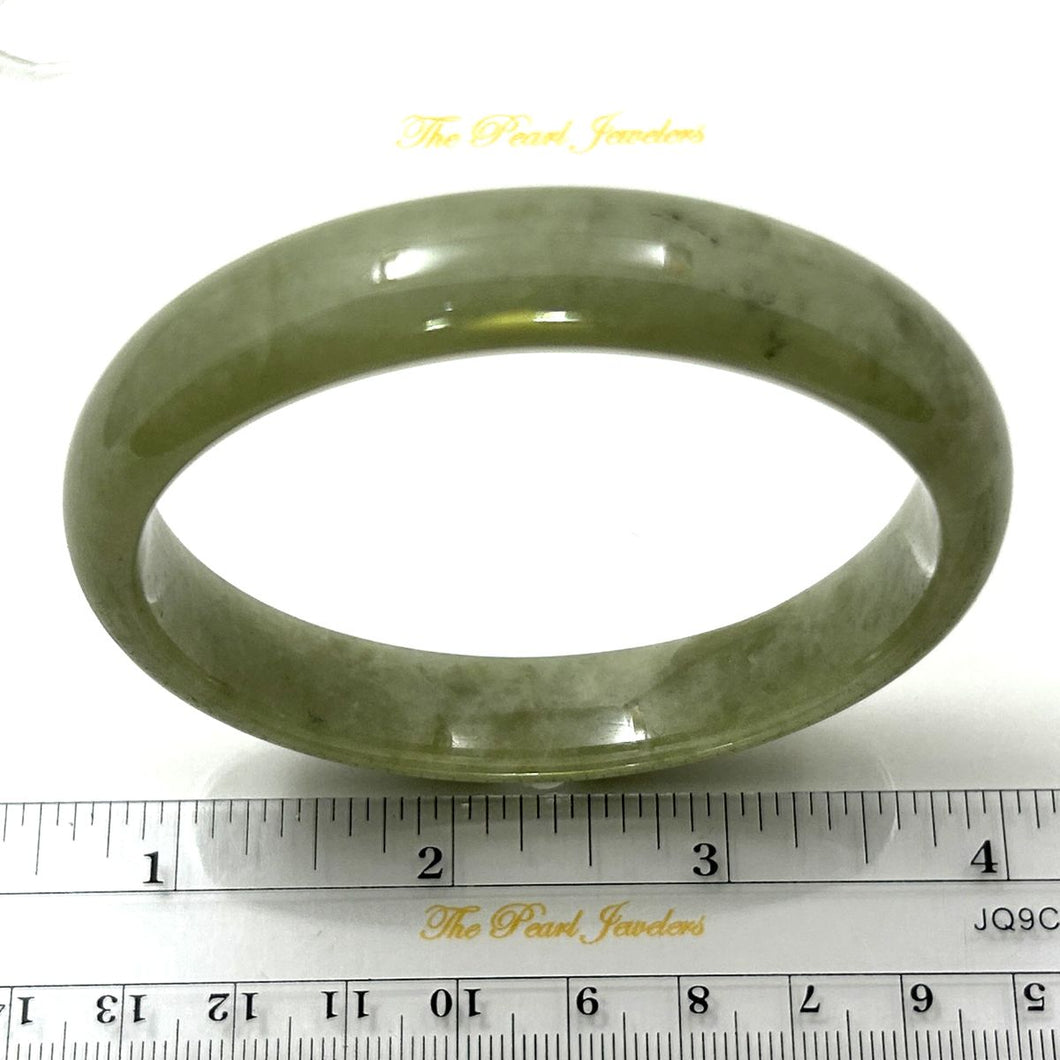 A Grade Sage Green Jadeite Modern Round Solid Bangle – 12mm Width