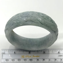 Load image into Gallery viewer, A Grade White-Green Jadeite Hand-Carved Dragon &amp; Lepus Bangle – 23mm Width