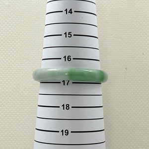 A Grade White-Green Jadeite Hand-Carved Bangle – 10mm Width