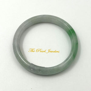 A Grade White-Green Jadeite Hand-Carved Bangle – 10mm Width
