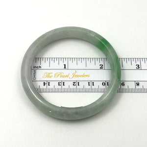 A Grade White-Green Jadeite Hand-Carved Bangle – 10mm Width