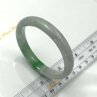 A Grade White-Green Jadeite Hand-Carved Bangle – 10mm Width
