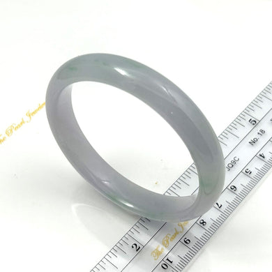 A Grade White-Green Jadeite Hand-Carved Bangle – 12mm Width