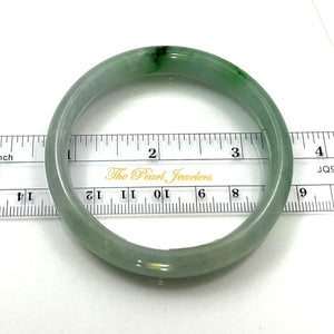 A Grade White-Green Jadeite Hand-Carved Bangle – 10mm Width