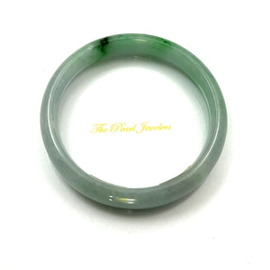 A Grade White-Green Jadeite Hand-Carved Bangle – 10mm Width