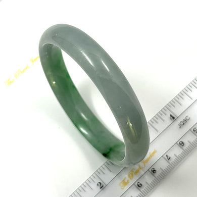 A Grade White-Green Jadeite Hand-Carved Bangle – 10mm Width