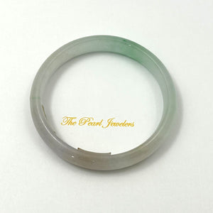 A Grade White-Green Jadeite Hand-Carved Bangle – 10mm Width