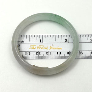A Grade White-Green Jadeite Hand-Carved Bangle – 10mm Width