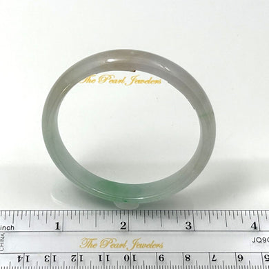 A Grade White-Green Jadeite Hand-Carved Bangle – 10mm Width