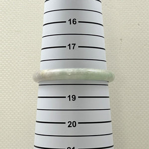 A Grade White-Green Jadeite Hand-Carved Bangle – 9mm Width