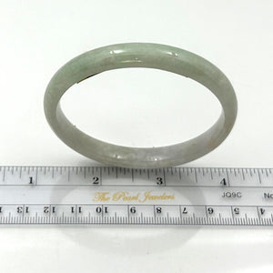 A Grade White-Green Jadeite Hand-Carved Bangle – 9mm Width