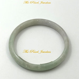 A Grade White-Green Jadeite Hand-Carved Bangle – 9mm Width