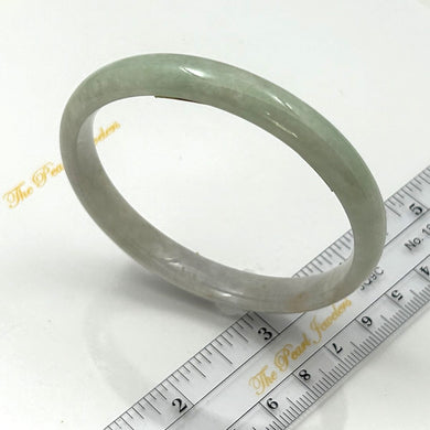 A Grade White-Green Jadeite Hand-Carved Bangle – 9mm Width