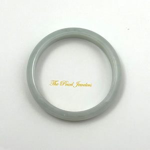 A Grade White Jadeite Modern Round Solid Bangle – 12mm Width