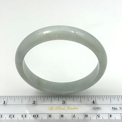 A Grade White Jadeite Modern Round Solid Bangle – 12mm Width