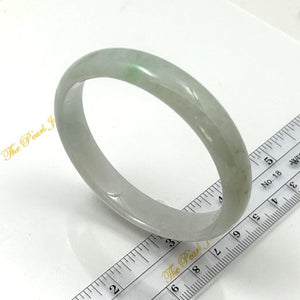 A Grade White Jadeite Modern Round Solid Bangle – 12mm Width