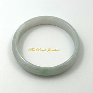 A Grade White Jadeite Modern Round Solid Bangle – 12mm Width