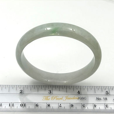 A Grade White Jadeite Modern Round Solid Bangle – 12mm Width