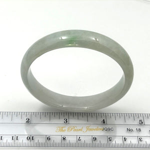 A Grade White Jadeite Modern Round Solid Bangle – 12mm Width