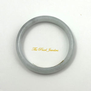 A Grade White Jadeite Modern Round Solid Bangle – 11mm Width