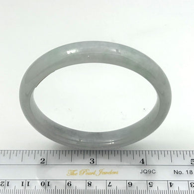 A Grade White Jadeite Modern Round Solid Bangle – 11mm Width