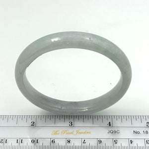 A Grade White Jadeite Modern Round Solid Bangle – 11mm Width