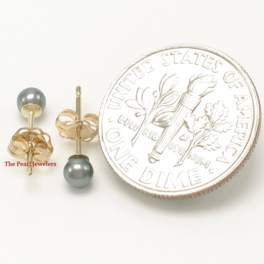 AAA 3–4 mm High Luster Black Cultured Pearl Stud Earrings