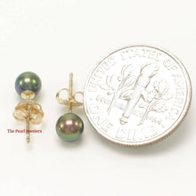 Load image into Gallery viewer, AAA 4.5–5 mm High Luster Black Cultured Pearl Stud Earrings