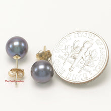 Load image into Gallery viewer, AAA 7–7.5 mm High Luster Black Cultured Pearl Stud Earrings