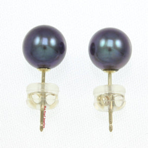 AAA 7–7.5 mm High Luster Black Cultured Pearl Stud Earrings