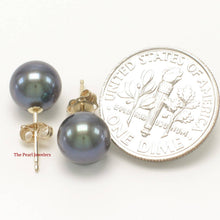 Load image into Gallery viewer, AAA 7.5–8 mm High Luster Black Cultured Pearl Stud Earrings