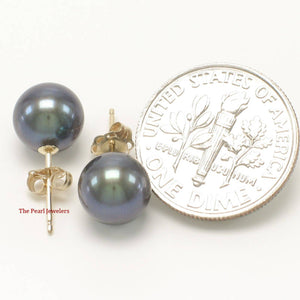 AAA 7.5–8 mm High Luster Black Cultured Pearl Stud Earrings