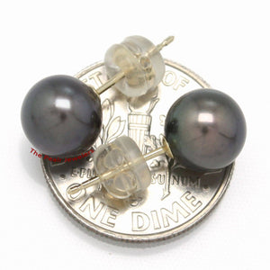 AAA 7.5–8 mm High Luster Black Cultured Pearl Stud Earrings