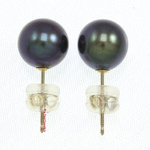 Load image into Gallery viewer, AAA 7.5–8 mm High Luster Black Cultured Pearl Stud Earrings
