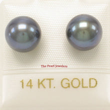 Load image into Gallery viewer, AAA 7.5–8 mm High Luster Black Cultured Pearl Stud Earrings