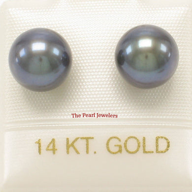 AAA 7.5–8 mm High Luster Black Cultured Pearl Stud Earrings