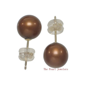 AAA 8–8.5 mm High Luster Chocolate Cultured Pearl Stud Earrings