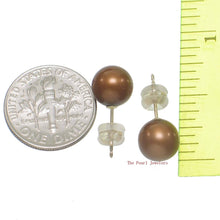 Load image into Gallery viewer, AAA 8–8.5 mm High Luster Chocolate Cultured Pearl Stud Earrings
